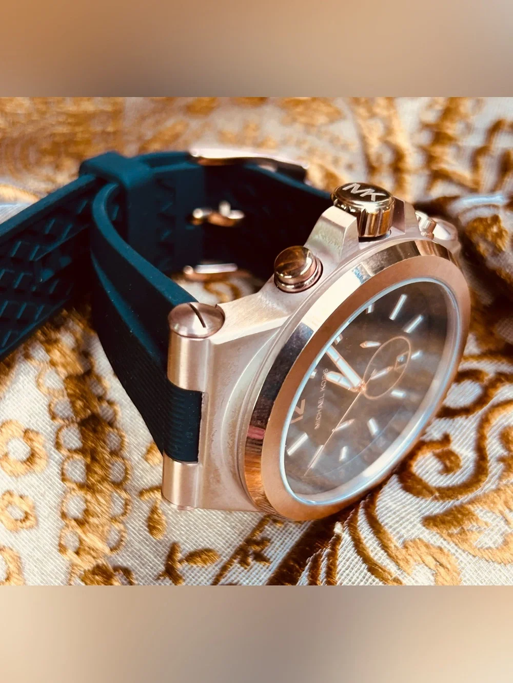 Michael Kors Dylan Men’s Black and Rose Gold Chronograph Watch